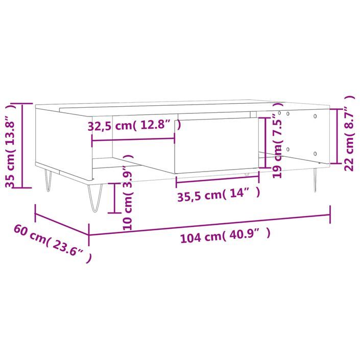 Table basse noir 104x60x35 cm bois d'ingénierie - Photo n°11