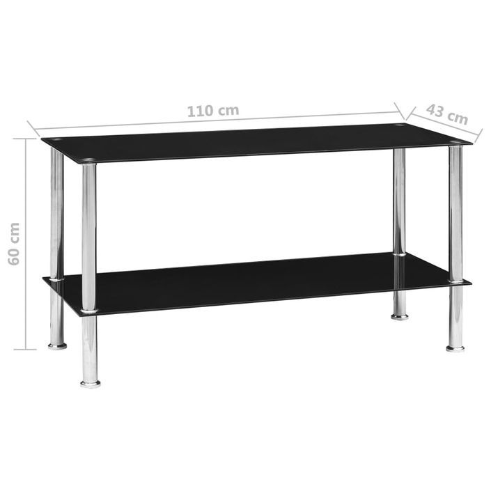 Table basse Noir 110x43x60 cm Verre trempé Louza - Photo n°6