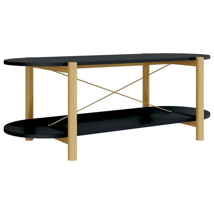 Table basse Noir 110x48x40 cm Bois d'ingénierie - Photo n°2