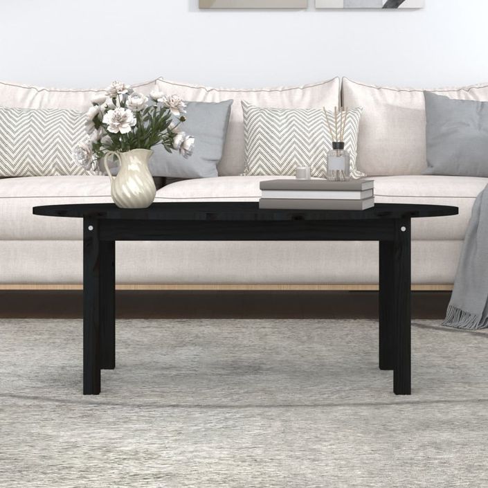 Table basse Noir 110x55x45 cm Bois massif de pin - Photo n°3