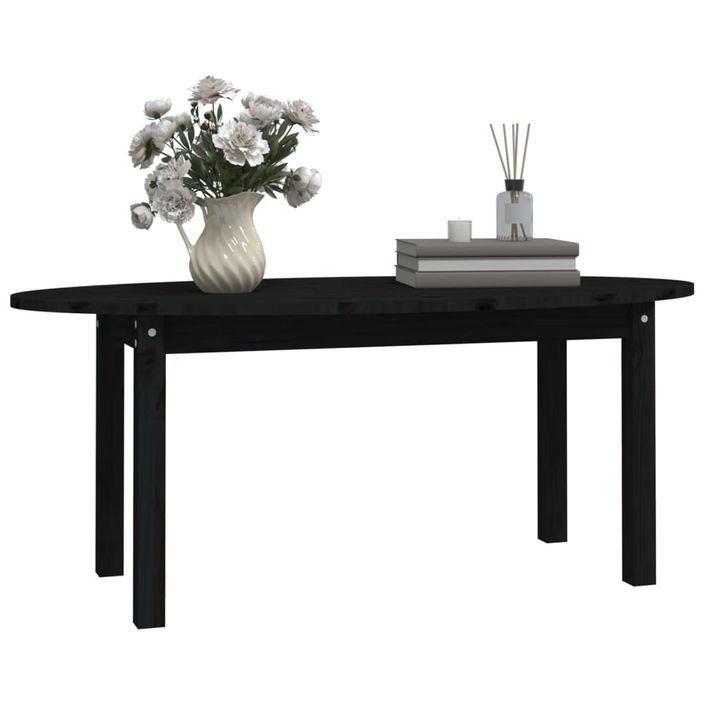 Table basse Noir 110x55x45 cm Bois massif de pin - Photo n°4