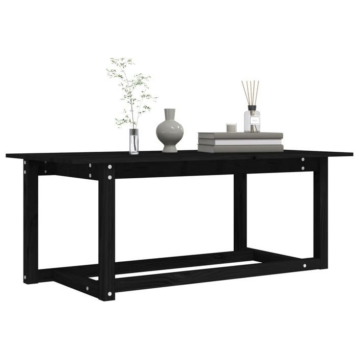 Table basse Noir 110x55x45 cm Bois massif de pin - Photo n°6