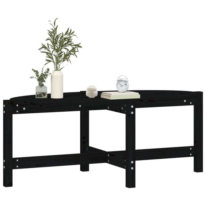 Table basse Noir 118x63x45 cm Bois massif de pin - Photo n°4