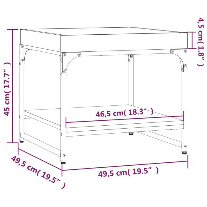 Table basse noir 49,5x49,5x45 cm bois d'ingénierie - Photo n°9