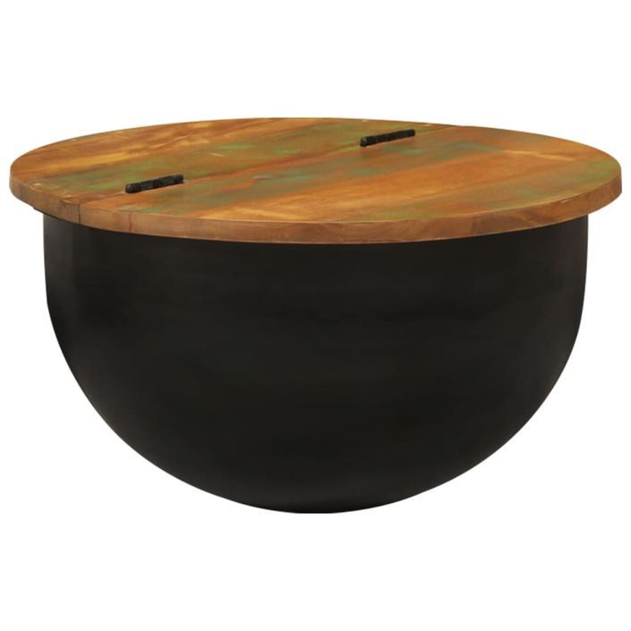 Table basse noir 50x27 cm bois de récupération massif - Photo n°7