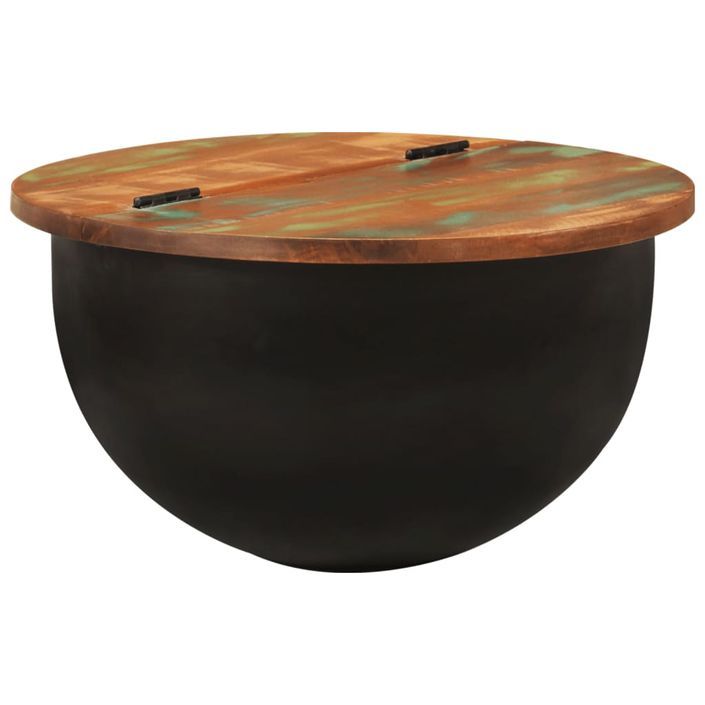 Table basse noir 50x27 cm bois de récupération massif - Photo n°8