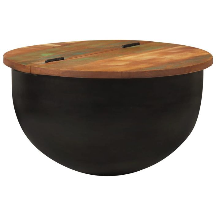 Table basse noir 50x27 cm bois de récupération massif - Photo n°9