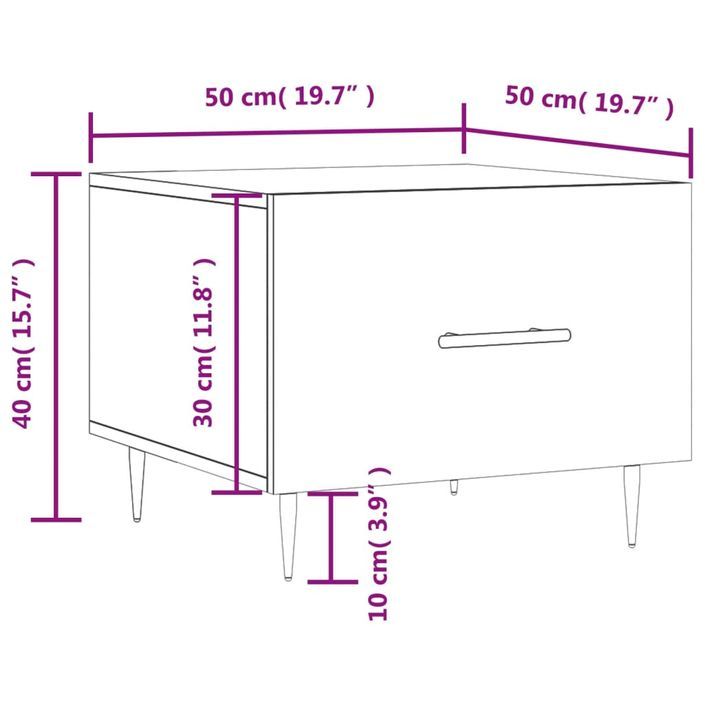 Table basse Noir 50x50x40 cm Bois d'ingénierie - Photo n°12