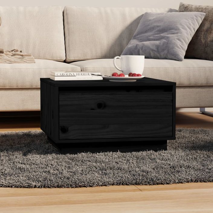 Table basse Noir 55x56x32 cm Bois massif de pin - Photo n°1