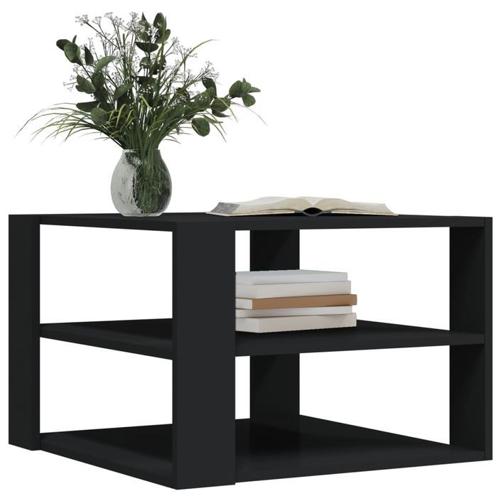 Table basse noir 59,5x59,5x40 cm bois d'ingénierie - Photo n°3