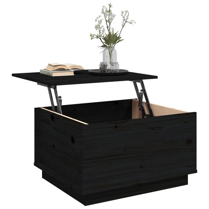 Table basse Noir 60x50x35 cm Bois massif de pin - Photo n°5