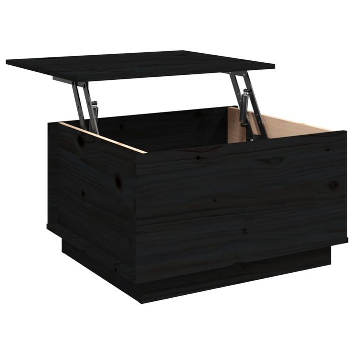 Table basse Noir 60x50x35 cm Bois massif de pin - Photo n°8