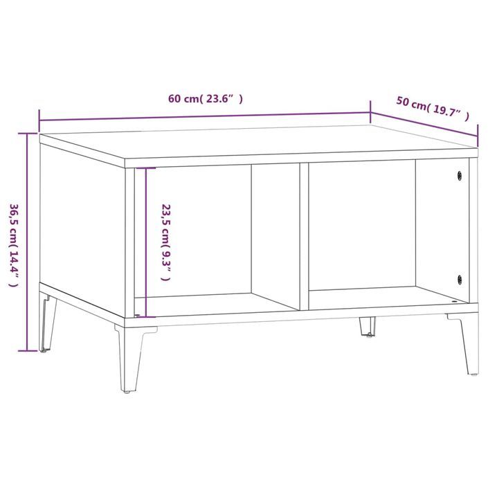 Table basse Noir 60x50x36,5 cm Bois d'ingénierie - Photo n°7