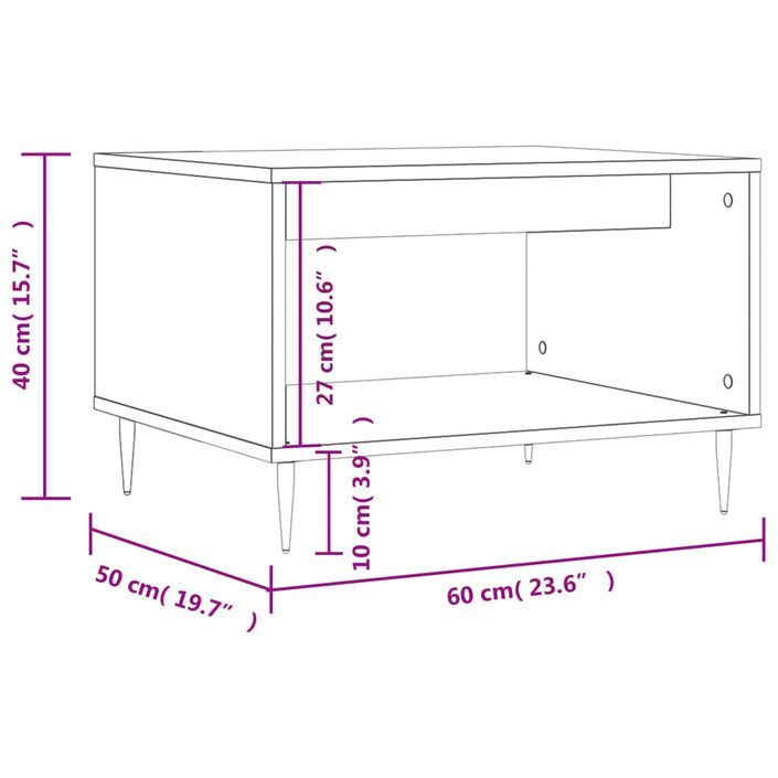 Table basse noir 60x50x40 cm bois d'ingénierie - Photo n°9