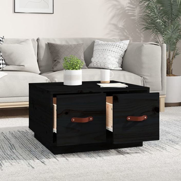 Table basse Noir 60x53x35 cm Bois massif de pin - Photo n°3