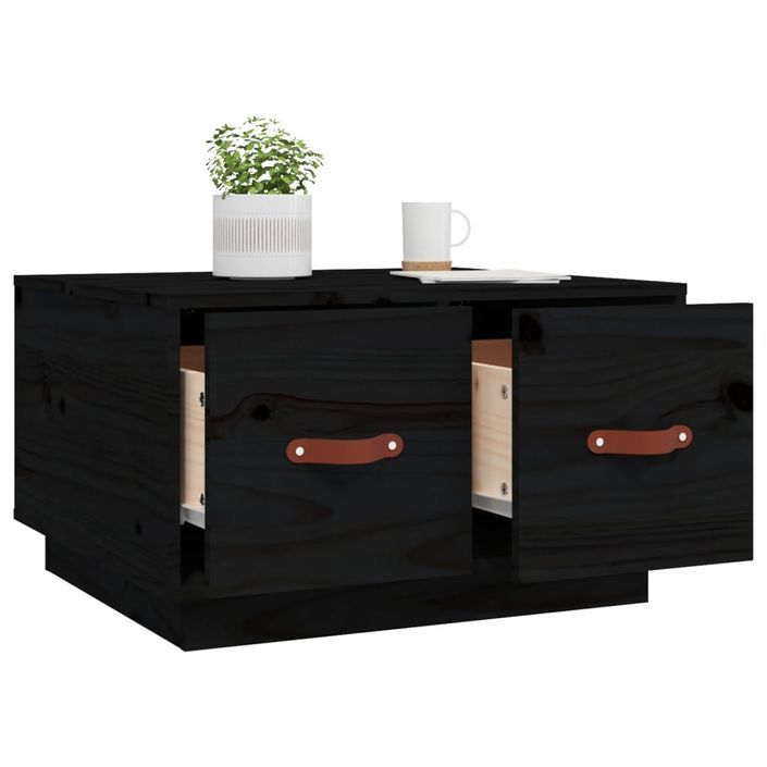 Table basse Noir 60x53x35 cm Bois massif de pin - Photo n°5