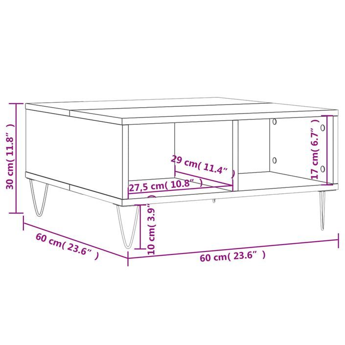 Table basse noir 60x60x30 cm bois d'ingénierie - Photo n°9