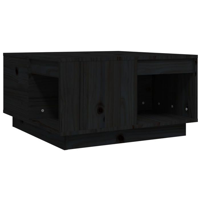 Table basse Noir 60x61x32,5 cm Bois massif de pin - Photo n°2