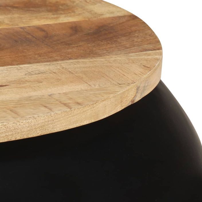 Table basse Noir 68x68x30 cm Bois de manguier solide - Photo n°4