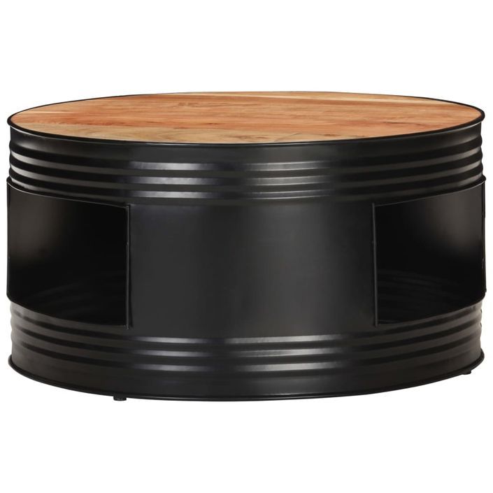 Table basse Noir 68x68x36 cm Bois d'acacia massif - Photo n°2