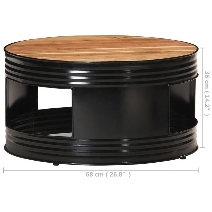 Table basse Noir 68x68x36 cm Bois d'acacia massif - Photo n°6