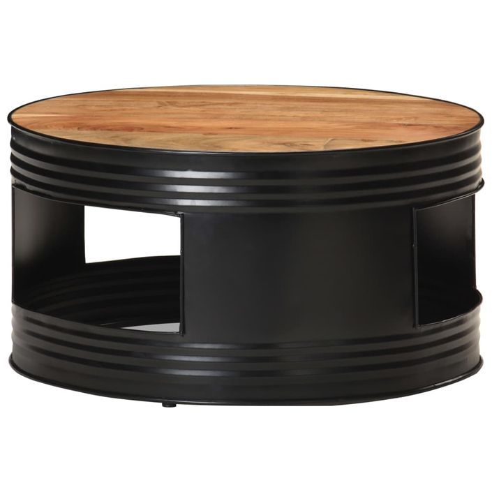 Table basse Noir 68x68x36 cm Bois d'acacia massif - Photo n°7