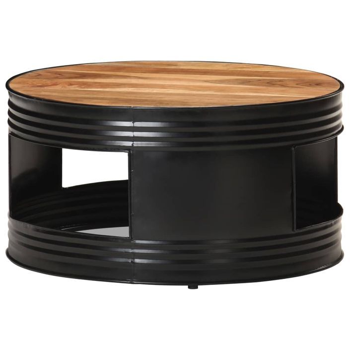 Table basse Noir 68x68x36 cm Bois d'acacia massif - Photo n°8