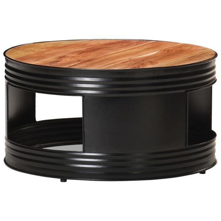 Table basse Noir 68x68x36 cm Bois d'acacia massif - Photo n°9