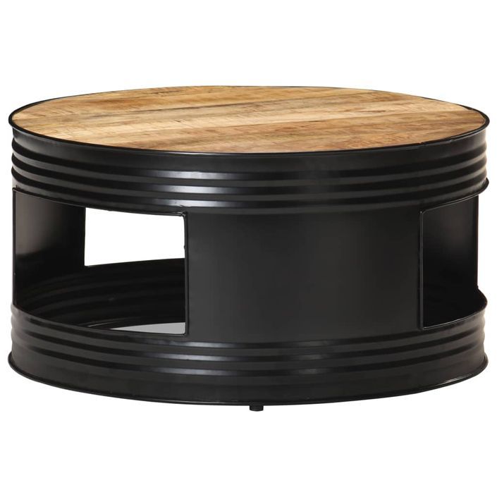 Table basse Noir 68x68x36 cm Bois massif de manguier brut - Photo n°1