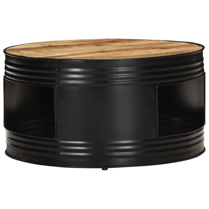 Table basse Noir 68x68x36 cm Bois massif de manguier brut - Photo n°3