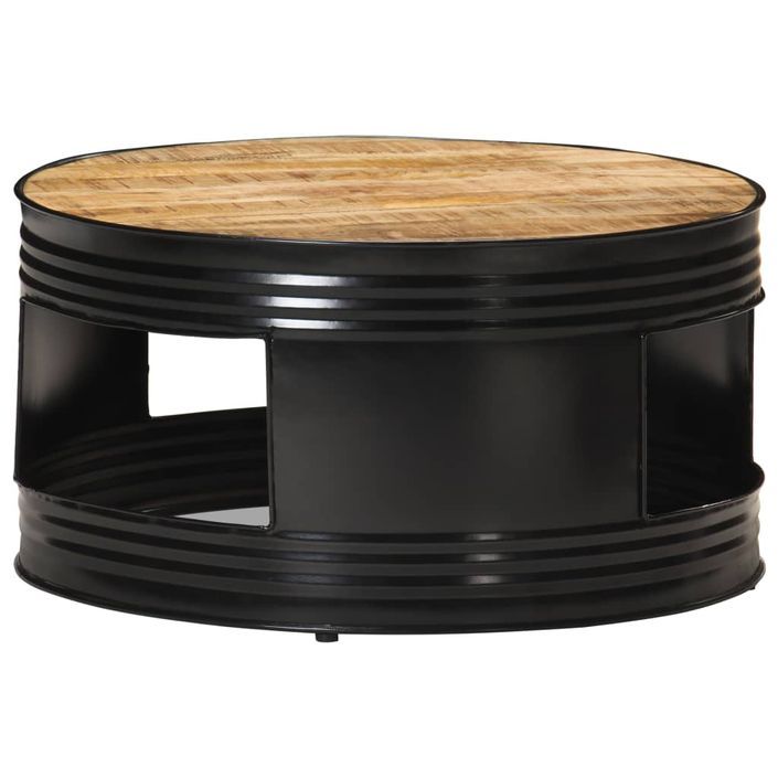 Table basse Noir 68x68x36 cm Bois massif de manguier brut - Photo n°6