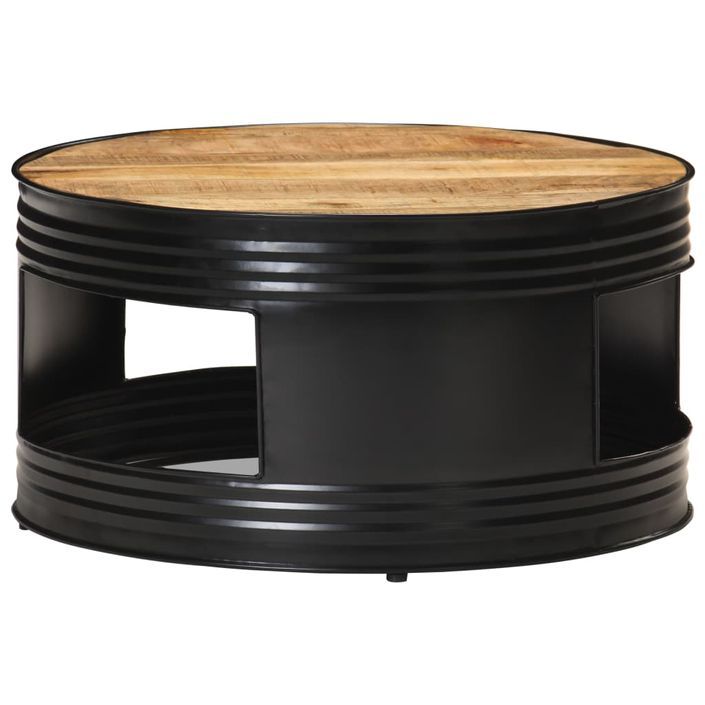 Table basse Noir 68x68x36 cm Bois massif de manguier brut - Photo n°7