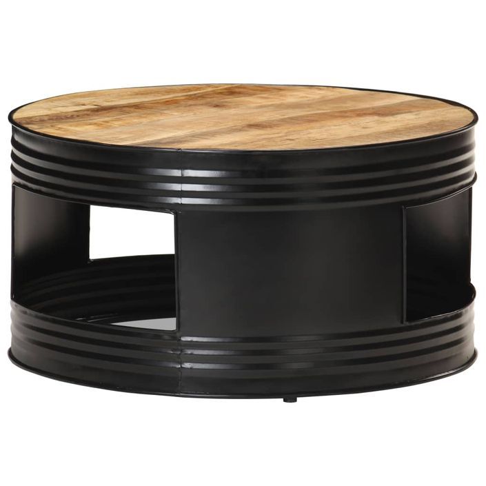 Table basse Noir 68x68x36 cm Bois massif de manguier brut - Photo n°9