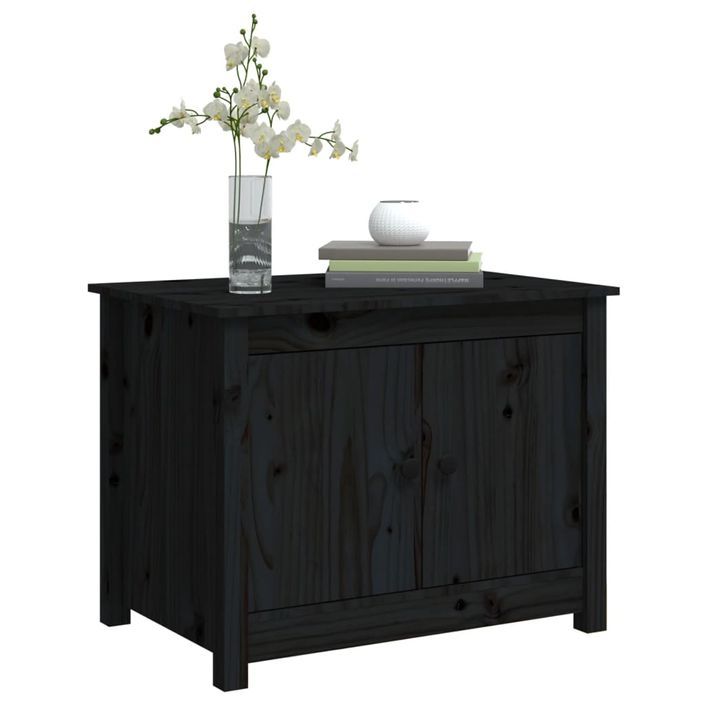 Table basse Noir 71x49x55 cm Bois massif de pin - Photo n°4