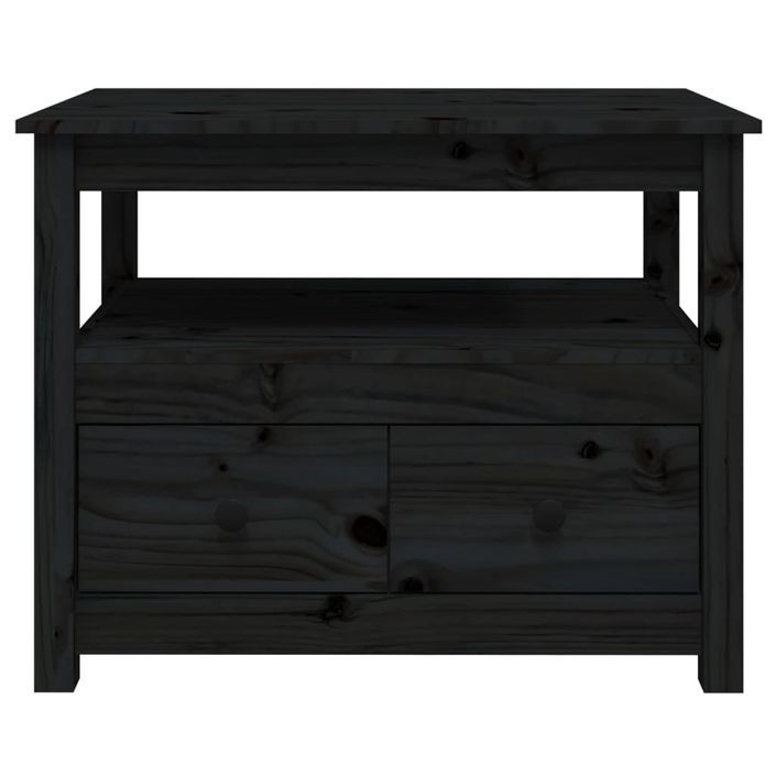 Table basse Noir 71x49x55 cm Bois massif de pin - Photo n°7