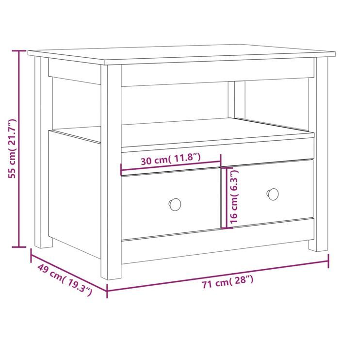 Table basse Noir 71x49x55 cm Bois massif de pin - Photo n°12