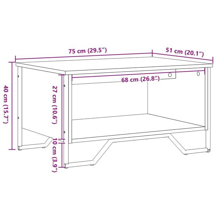 Table basse noir 75x51x40 cm bois d'ingénierie - Photo n°10