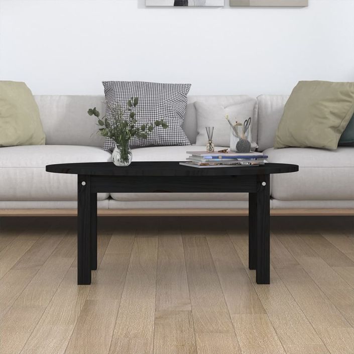 Table basse Noir 80x40x35 cm Bois massif de pin - Photo n°3