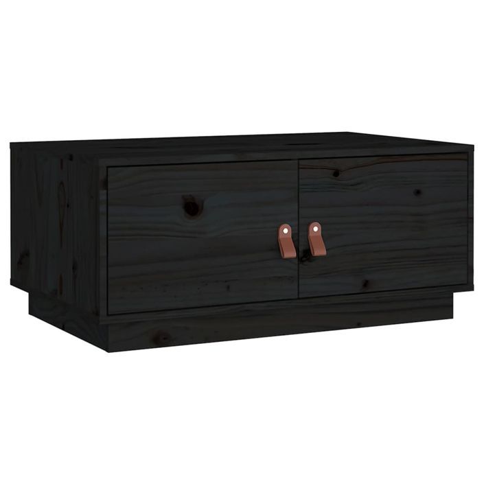 Table basse Noir 80x50x35 cm Bois massif de pin - Photo n°2