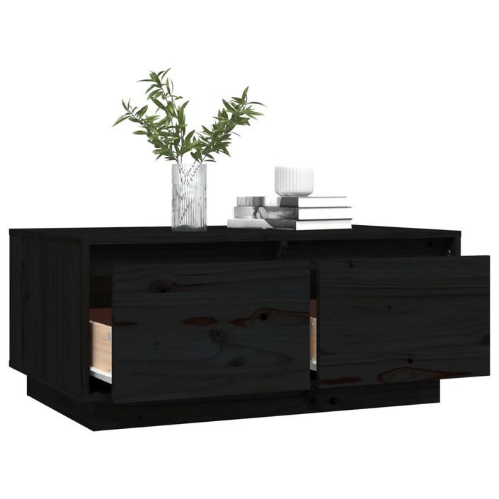 Table basse Noir 80x50x35 cm Bois massif de pin - Photo n°5