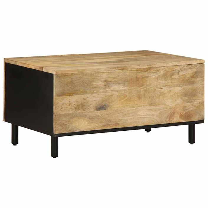 Table basse noir 80x50x40 cm bois de manguier massif brut - Photo n°5