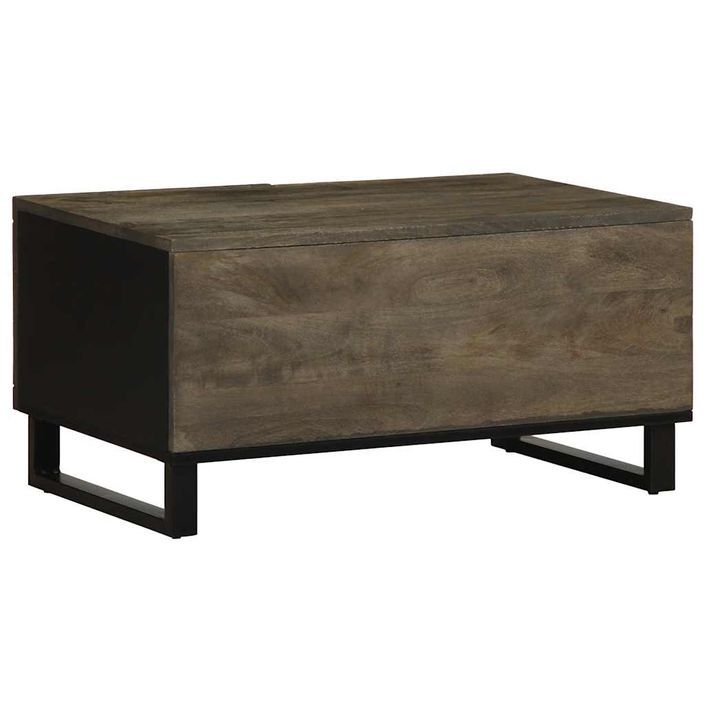 Table basse noir 80x50x40 cm bois massif de manguier - Photo n°5