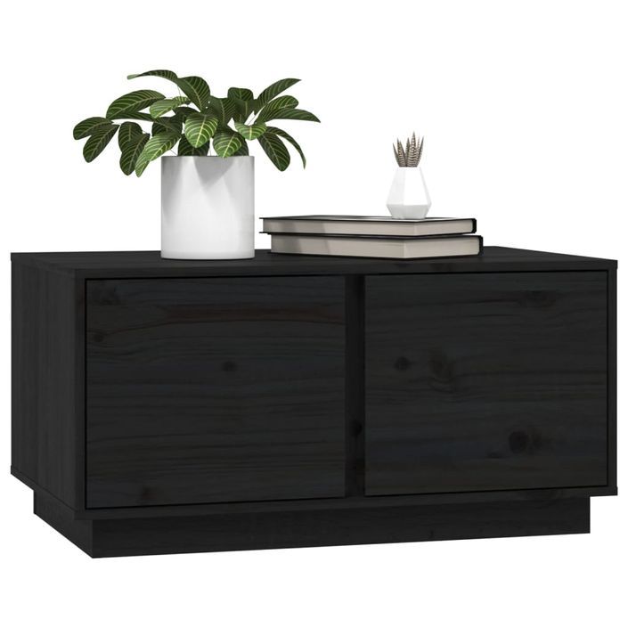 Table basse Noir 80x50x40 cm Bois massif de pin - Photo n°4