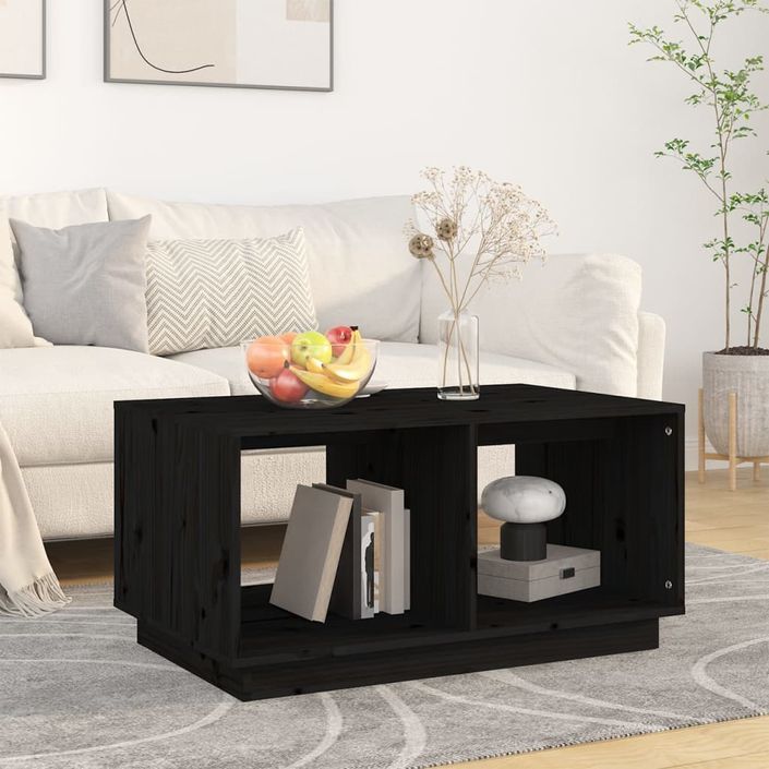 Table basse Noir 80x50x40 cm Bois massif de pin - Photo n°1