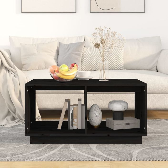 Table basse Noir 80x50x40 cm Bois massif de pin - Photo n°3