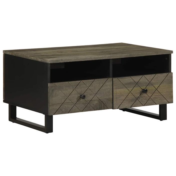 Table basse noir 80x54x40 cm bois massif de manguier - Photo n°1