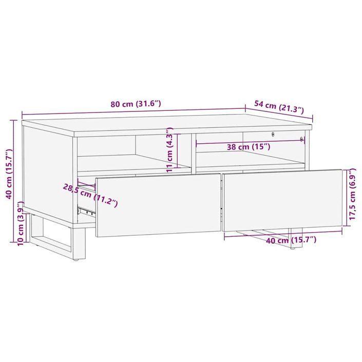 Table basse noir 80x54x40 cm bois massif de manguier - Photo n°11