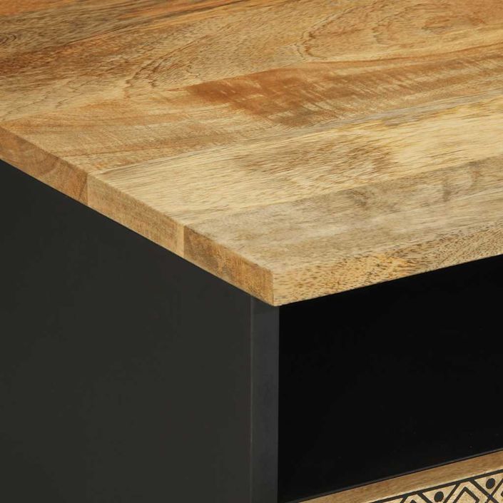 Table basse noir 80x54x40 cm bois massif de manguier brut - Photo n°6