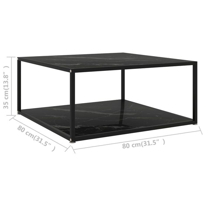 Table basse Noir 80x80x35 cm Verre trempé 2 - Photo n°5