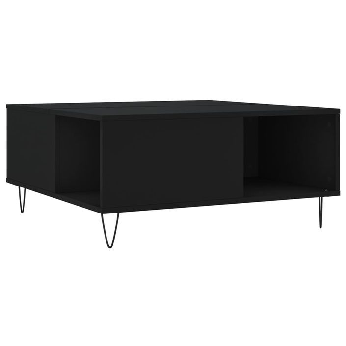 Table basse noir 80x80x36,5 cm bois d'ingénierie - Photo n°2